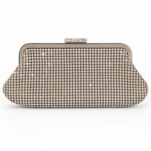 Vintage Rhinestone Evening Clutch – Silver Mesh Bag with Chain Strap